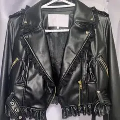LIZLISA ダブルリボンエコレザーライダースジャケット