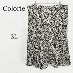 1097 新品タグ付 総柄フレアスカート ドット 大きいサイズ ゆったりゴム 黒