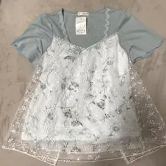 axes femme 花柄レース重ね着風カットソーのサムネイル