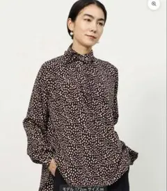 専用　soeju レオパード柄　ボウタイブラウス　黒　M