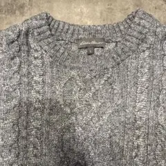 Eddie Bauer グレー ケーブル編み セーター L