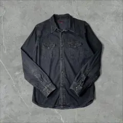 Lee リー 後染め ブラックデニム ウエスタンシャツ L ブラック 黒