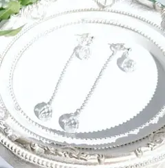 『大人のピアス Ⅶ』 ドロップ型クリスタルの2Wayピアス    SV925