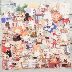 【№628】動物の生活 ５０枚 フレークシール アニマル