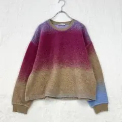 s5192ザラ【L】ピンク ベージュ 青 グラデーション 長袖ニット