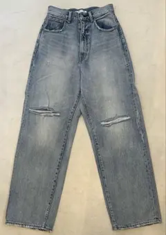 MOUSSY ハイウエスト ダメージデニムパンツ