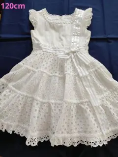 シャーリーテンプル　美品　ホワイトレースドレス パニエ付き　120cm