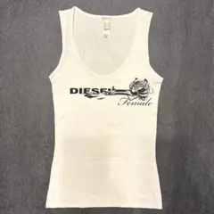 DIESEL ディーゼル タンクトップ Y2K バラ ロゴ S ホワイト 白のサムネイル