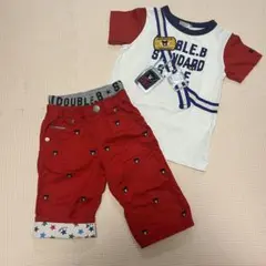 ミキハウス☆ダブルビー 騙し絵Tプチベア刺繍パンツ 110