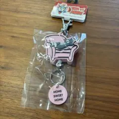 トムとジェリー　ラバーキーチェーン　リール　ピンク　鍵　キーホルダー