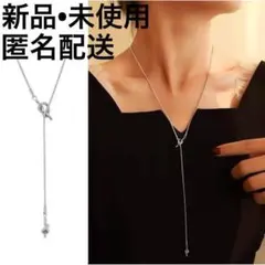 102.ロング チェーン ネックレス シルバー ノットスネーク チタンのサムネイル
