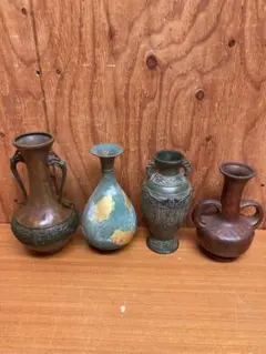 陶器の花瓶 4点セット