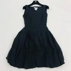 【希少】ルネ　ワンピース　ノースリーブ　リネン100% フロントボタン　ブラック