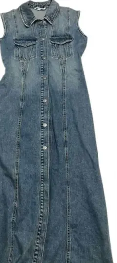 ZARA　デニムブルー　ノースリーブシャツ　ワンピース