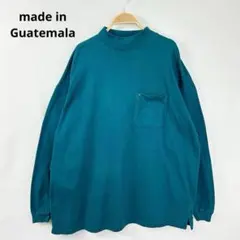 モックネック 無地 長袖ポケットTシャツ ポケT ロンT グリーン XL R37