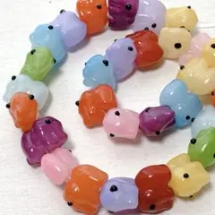 bi049/SALE！アクリルビーズ◇カラフル ゾウさん　1連