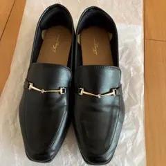 ブラックレザー ローファー ゴールド金具