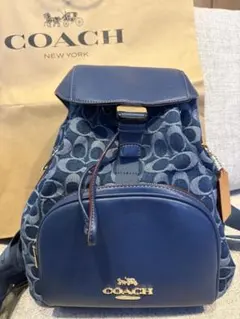 3月末まで値下げ！COACH デニム　ネイビー リュック・バックパック