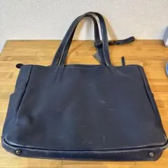極美品 ガッドワーク 東急ハンズ 姫路レザー トートバッグ A4 ビジネス 紺 大きめサイズでちょっとした出張にも。ハンズのレザー・トート