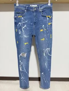 伸縮性強め 柔らかめ ペイント ZARA MAN ヘビ柄 ストレッチ スキニー