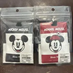 新品未開封　ミッキー・ミニー パッケージタグキーホルダー 2個セット