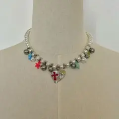 【人気】カラフルビーズ チョーカー　イベント　発表会　グランジ　パンク