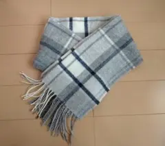 無印良品【ウール100% グレー チェック マフラー】30×180cm 未使用品