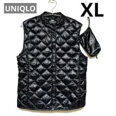 【美品】ユニクロ UNIQLO キルティング ダウンベスト XL 収納袋付き 黒