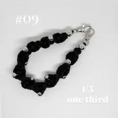 パラコード　ストラップ　シルバービーズ編み　ブラック