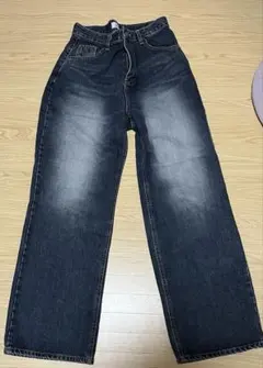 デニム　ハイウエスト　ワイドデニム　ジーンズ　高身長　丈長め