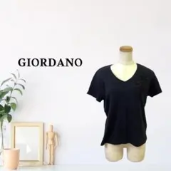 zC2409【L】GIORDANO Tシャツ/カットソー Vネック 花柄刺繍