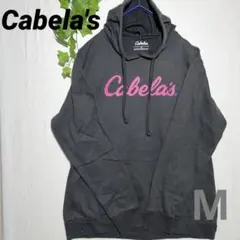 USA古着【Cabela's 】フーディ パーカー カンガルーポケット 黒 ロゴ