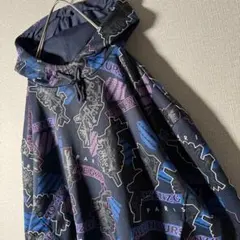 【レアデザイン】美品★KENZO パーカー 総柄 プルオーバー ネイビー L程度