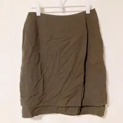 Nicole Summers ウール100% ラップ風スカート 8P 茶　膝丈
