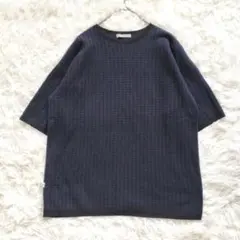 【良品】セオリーリュクス 半袖ニット 5分袖 ネイビー M