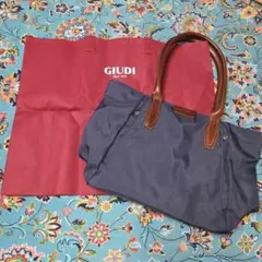 【未使用美品】GIUDI ジウディ トートバッグ ネイビー×ブラウン イタリア製のサムネイル