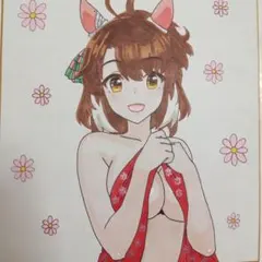 ウマ娘 ファンアート ダンツフレーム 小色紙 手描き色紙 - メルカリ