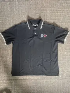 黒のポロシャツ ハートとロゴ刺繍 My Sugar Babe