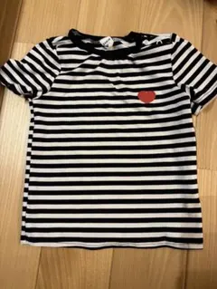 ストライプ Tシャツ 2-3Y 赤いハート付き