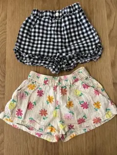 ZARA 花柄 98 UNIQLO ギンガム 100 ショートパンツ 2点セット