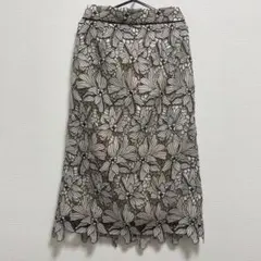 アプワイザーリッシェ 配色大花レースタイトスカート ベージュ×ブラック サイズ1