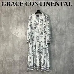 GRACE CONTINENTAL バイカラーフラワープリントワンピース 38
