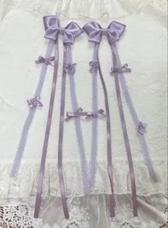 ラベンダー リボン付きヘアピンセット