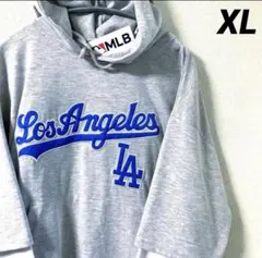 MLB ドジャース　重ね着風　ビッグシルエット　Tシャツパーカー　刺繍　XL