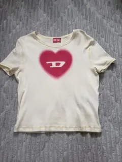 【匿名配送】DIESEL ハートプリント半袖 Tシャツ ホワイト　平成　y2kのサムネイル