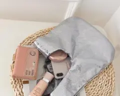 シルバー　ミニトートバッグ キラキラ スパンコール ハンドバッグ　海外