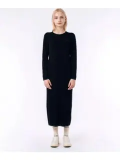 LACOSTE リブニットワンピース ブラック