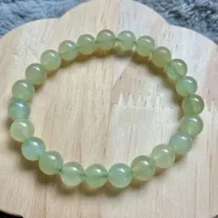 A20 中国 岫岩産 岫玉ブレスレット｜ミントグリーンの艶玉一連｜約8mm