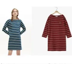 LACOSTE ボーダーワンピース レッド　34