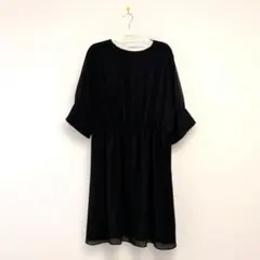 H&M　ブラック 七分袖 　ワンピース　 サイズＬ